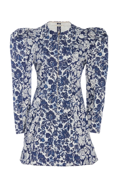 Ulla Johnson Wren Floral Long Sleeve Denim Dress In Blue