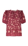 Ulla Johnson Arbor Cotton Top In Burgundy