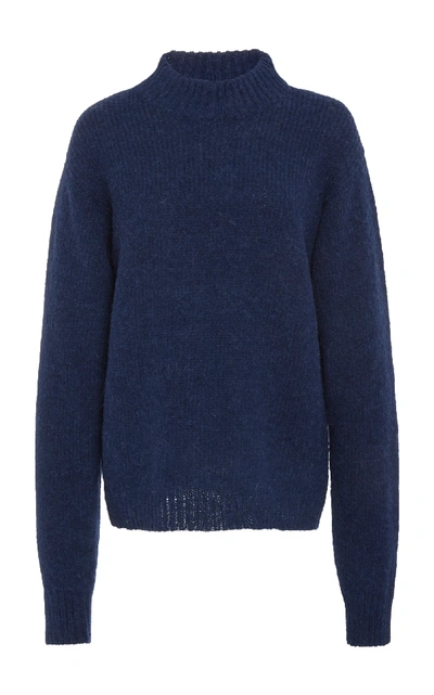 Tibi Cozette Alpaca Sweater Easy Pullover In Navy