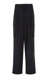 TIBI TROPICAL WOOL PLEATED CARGO PANT,R219TW3216