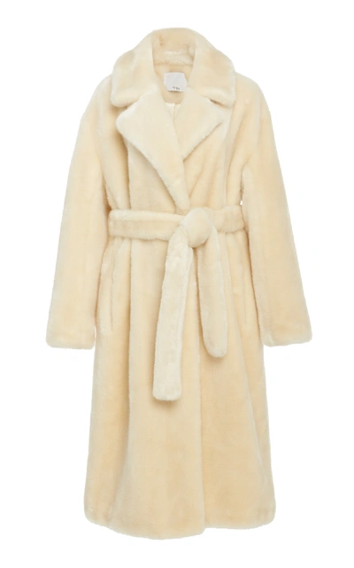 Tibi Luxe Faux Fur Oversized Trench In Neutral