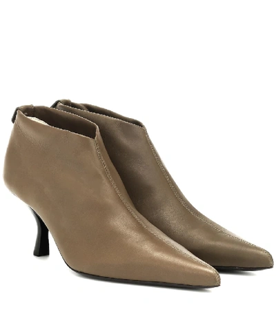 The Row Bourgeois Leather Stretch Ankle Booties In Pale Flamingo