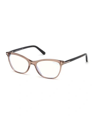 Tom Ford Blue Block Cat-eye Acetate Optical Frames In Black