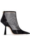 JIMMY CHOO JIMMY CHOO KIX 100MM MESH ANKLE BOOTS - BLACK