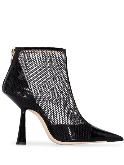 Jimmy Choo Kix 100mm Mesh Ankle Boots - Black