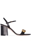 Gucci Black Gg Marmont Heeled Sandals In Black