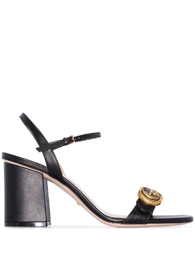 Gucci Black Gg Marmont Heeled Sandals