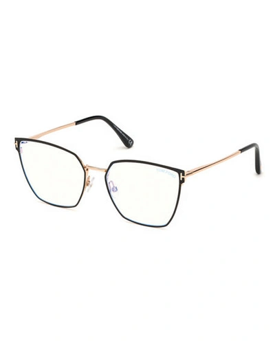Tom Ford Metal Cat-eye Optical Frames In Gold/ Black
