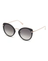 Tom Ford Acetate & Metal Cat-eye Sunglasses In Black/ Gold/ Gradient Smoke