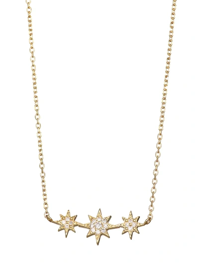 Anzie Aztec North Star Micro-bar 14k Gold & Diamond Necklace In Yellow Gold