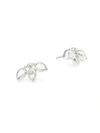 ANZIE BOUQUET BLUE MOONSTONE, WHITE SAPPHIRE & STERLING SILVER FAN STUD EARRINGS,400011091499