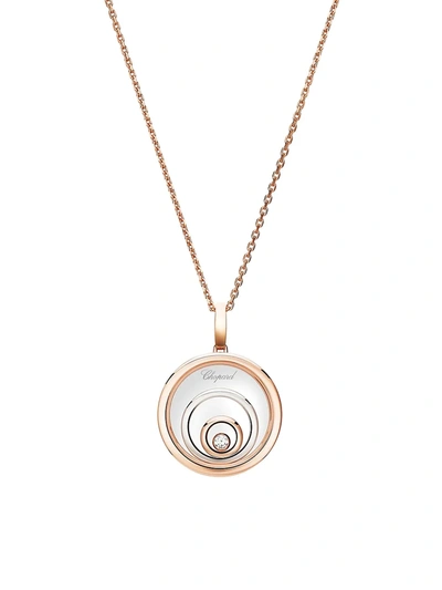 Chopard Happy Spirit Diamond, 18k Rose & White Gold Triple Circle Pendant Necklace In White/rose Gold