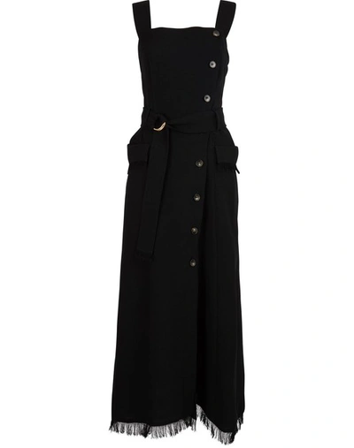 Nanushka Moun Button-front Belted Long Dress In Black