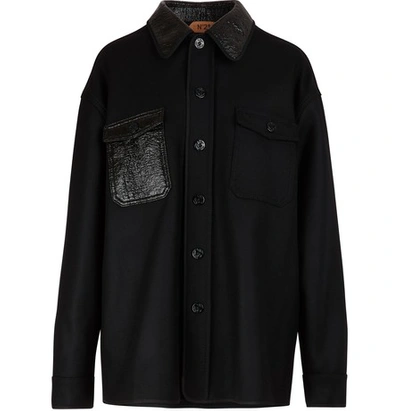 N°21 N&deg;21 Guglielmina Coated-twill Wool-blend Jacket In Black