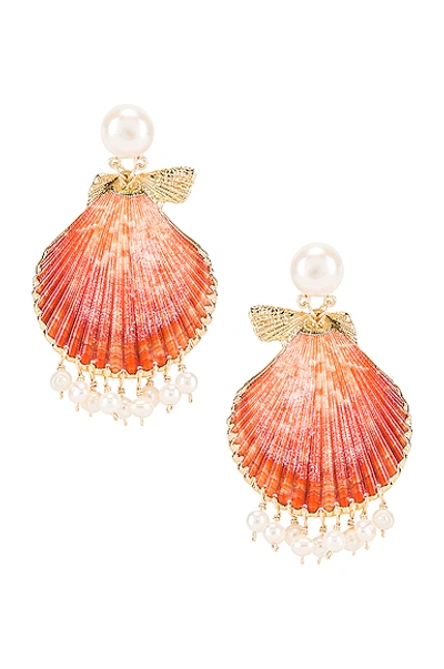 Mercedes Salazar Pearl Tassel Shell Earrings In Peach