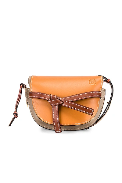 Loewe Gate Small Color Block Leather Bag In Light Caramel/pecan