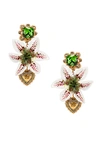 DOLCE & GABBANA DOLCE & GABBANA CRYSTAL LILY EMBELLISHED DG HEART EARRINGS IN WHITE,DOLF-WL22