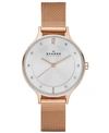 Skagen Women's Anita Rose Gold-tone Stainless Steel Mesh Bracelet Watch 30mm Skw2151 In Rose Gold