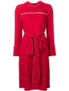 Marni Crepe Satin Long-sleeve Dress In Red