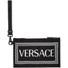 VERSACE VERSACE BLACK AND WHITE LOGO POUCH