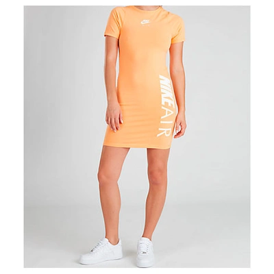 Nike Women's Air Dress In Orange Size Large Cotton/polyester/spandex