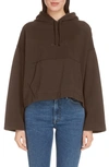 Acne Studios Joghy Embossed Logo Crop Hoodie In Chocolate Brown