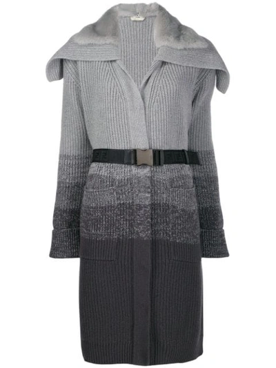 Fendi Degradé Knitted Coat In Grau