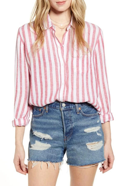 Rails Charli Striped Button-down Shirt In Carmine Stripe