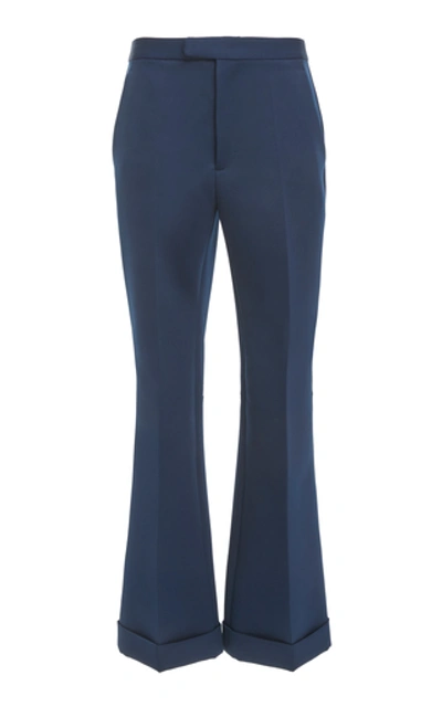 Maison Margiela Cropped Crepe Flared Pants In Blue