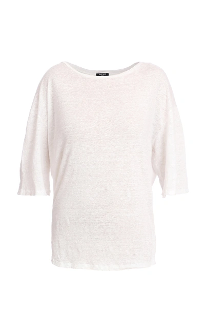 Balmain Elbow-length Linen T-shirt In White