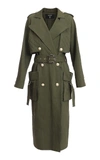 BALMAIN BELTED DOUBLE-BREASTED COTTON-BLEND TRENCH,TF19154C215