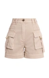 Balmain Stretch High-rise Cargo Shorts In Neutral