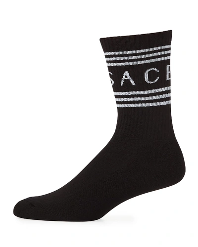 Versace Men's Athletic Band Socks In White/green