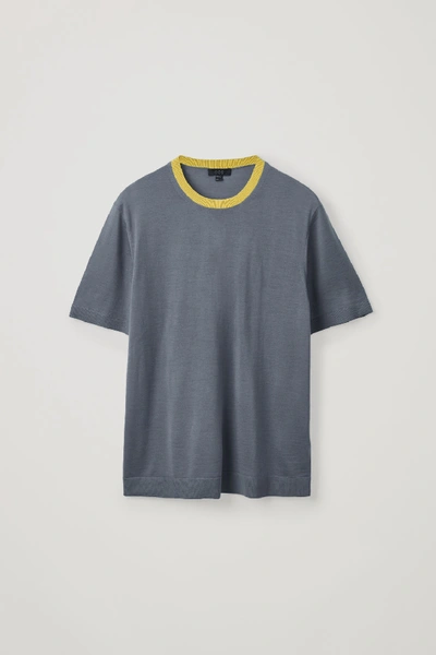 Cos Merino Knitted T-shirt In Grey