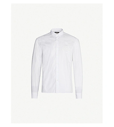 Balmain Logo-embroidered Slim-fit Cotton Shirt In White