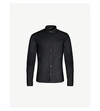 Balmain Logo Embroidered Cotton Long Sleeve Shirt In Black