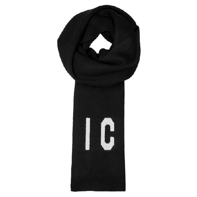 Dsquared2 Icon Black Wool-blend Scarf