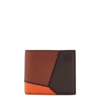 Loewe Puzzle Tri-tone Leather Wallet In Brown
