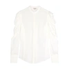 ALEXANDER MCQUEEN IVORY DRAPED SILK BLOUSE