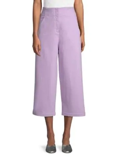 Tibi Cropped Cotton Jeans In Lavender
