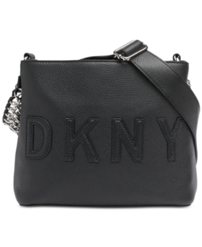 Dkny Irvington Leather Bucket Bag, Created For Macy's In Black/silver