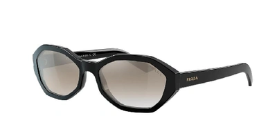 Prada 56mm Gradient Geometric Sunglasses In Gradient Grey Mirror Silver