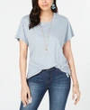 Lucky Brand Floral-print Cotton T-shirt In Blue Multi