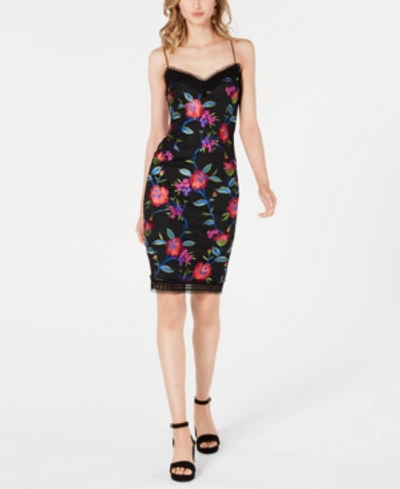 Aidan Mattox Floral Embroidered Crochet Dress In Multi