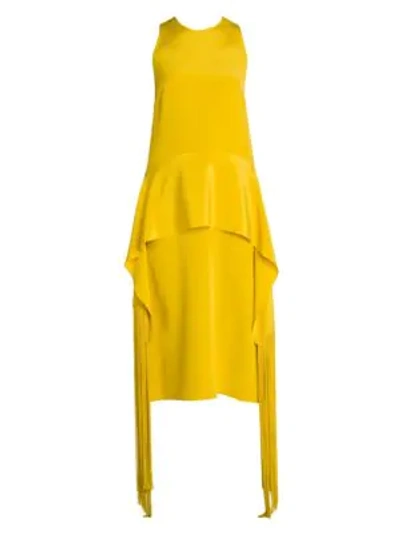 Stella Mccartney Fringe-belt Sleeveless Midi Dress In Chamomile