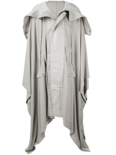 Rick Owens Oversized Draped Coat In Grey