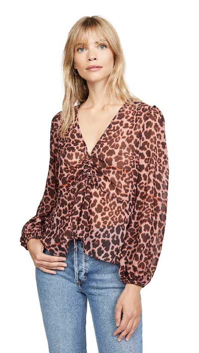 The Fifth Label Leopard Long Sleeve Top In Peach Leopard