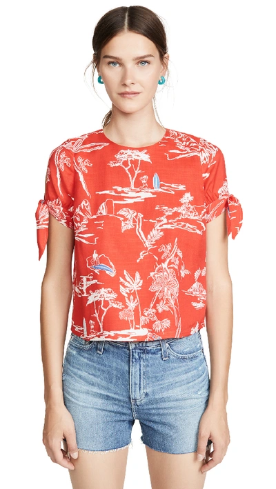 Tanya Taylor Lia Top In Toile Red