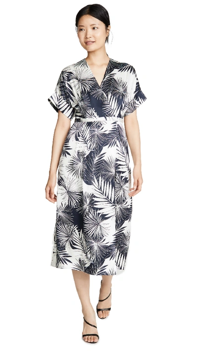 Equipment Tavine Short Sleeve Silk Wrap Dress In Nature White Eclipse