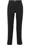 VERSACE EMBELLISHED WOOL-BLEND STRAIGHT-LEG trousers